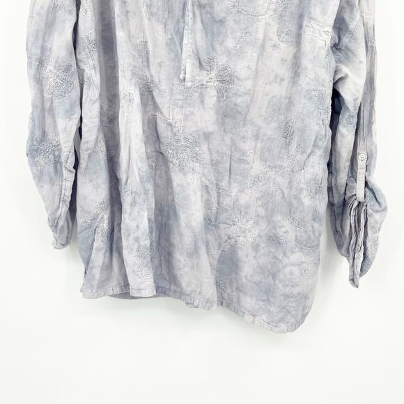 J. Jill Pure Jill Womens 100% Cotton Boho Tie Dye Embroidered Blouse Size‎ 2X - Picture 3 of 8